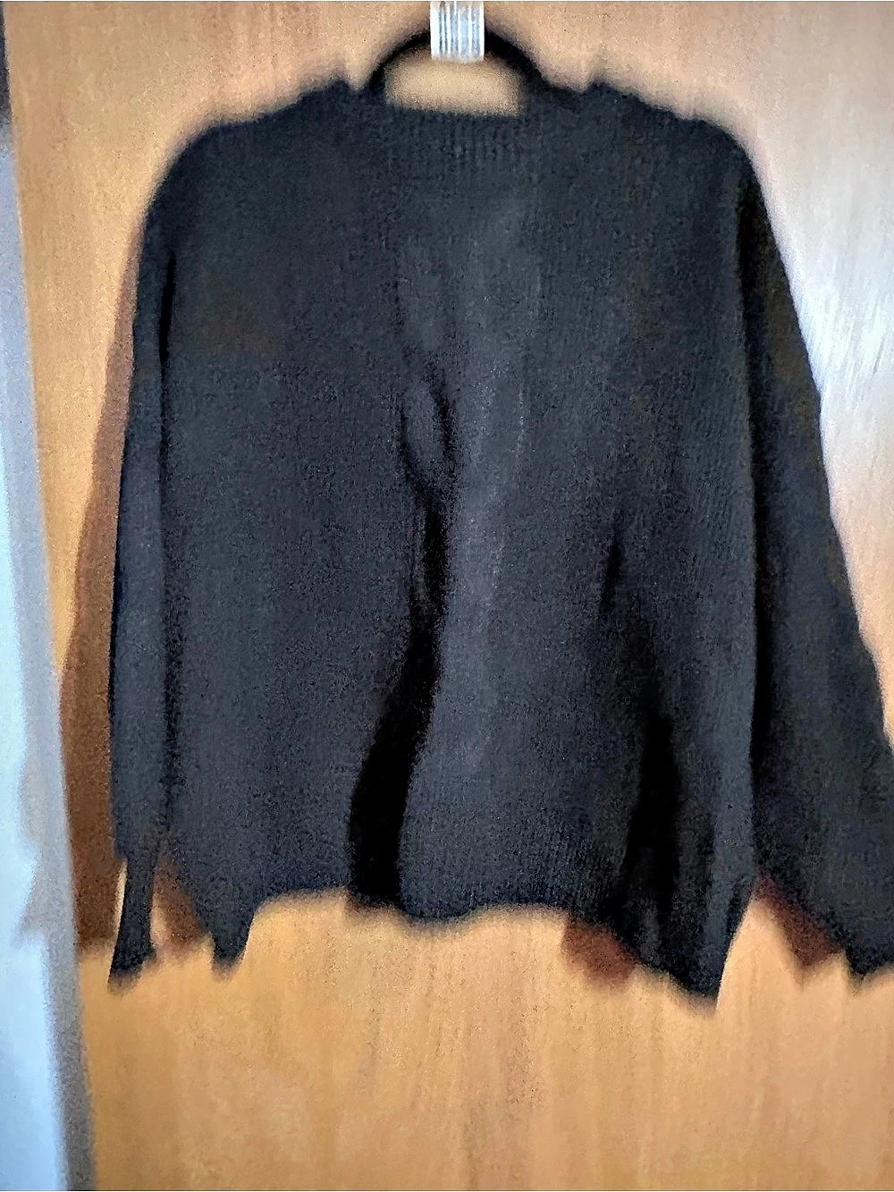 ZENANA Cable Knit Balloon Sleeve Crewneck Sweater Knit Crewneck Sweater in Black